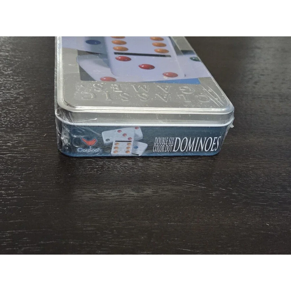 Cardinal Double Six Color Dot Dominoes Tile Game Set in Tin Case, Ages 8+